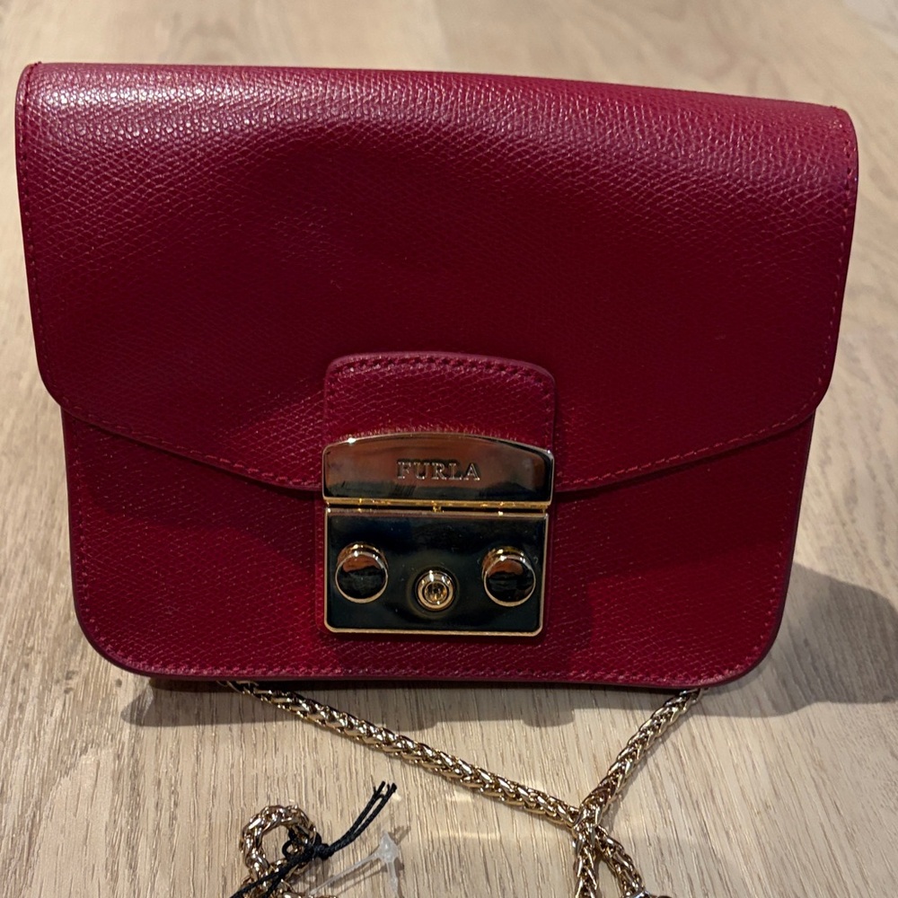 Furla Burgundy Leather Crossbody Bag